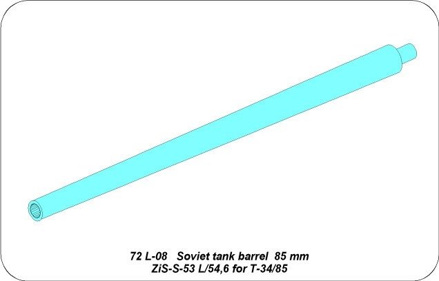 Aber 72L-08 Lufa 85 mm ZiS-S-53 L/54,6 do radzieckich czołgów T-34/85 / Soviet tank barrel 85cm ZIS-S-53 L/54,6 T-34/85 1/72 – imagen 4