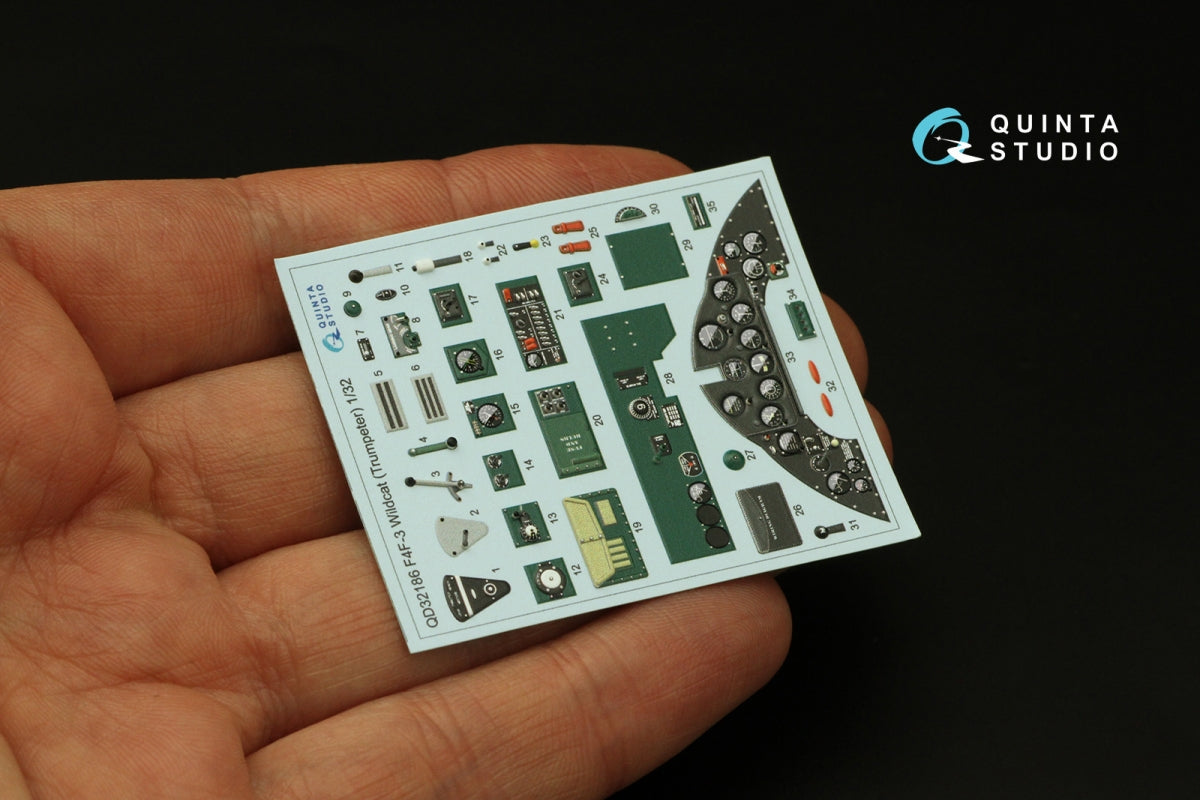 Quinta Studio QD32186 F4F-3 Wildcat 3D-Printed coloured Interior on decal paper (Trumpeter) 1/32 – immagine 3