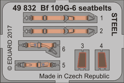 Ceintures de sécurité Eduard 49832 Bf 109G-6 en acier ZVEZDA 1/48