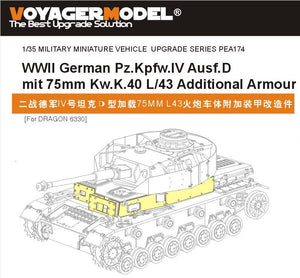Voyager Model PEA174 WWII German Pz.Kpfw.IV Ausf.D mit 75mm Kw.K.40 L/43 Additional Armour (For DRAGON 6330) 1/35 – imagen 2