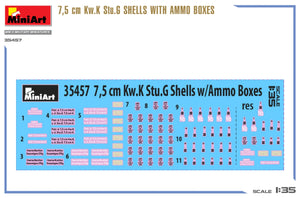 MiniArt 35457 7,5 cm Kw.K Stu.G SHELLS WITH AMMO BOXES 1/35 – immagine 4