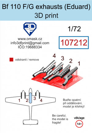 Omask 107212 Bf 110 F/G exhaust (Eduard) 3D print 1/72 – immagine 2