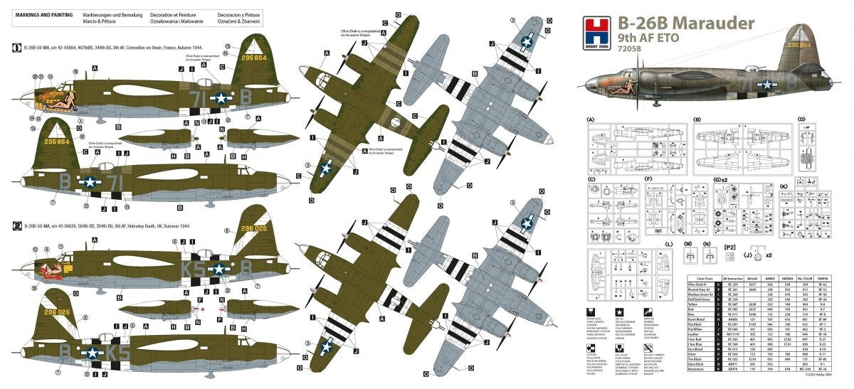Hobby 2000 72058 B-26B Marauder ( HASEGAWA + CARTOGRAF + MASKI ) 1/72 – immagine 2