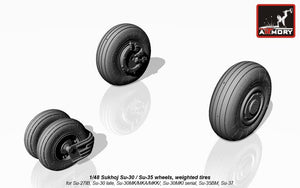 Armory Models AW48024 Sukhoj Su-30 / Su-35 wheels, weighted tires, front mudguard 1/48 – immagine 3