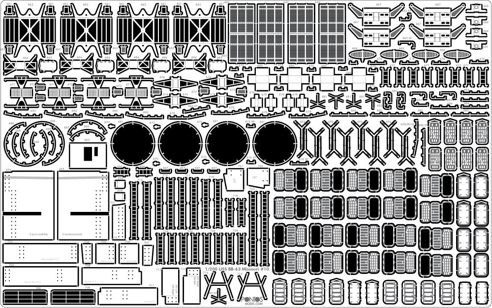 Pontos 23002F1 USS BB-63 Missouri 1945 Kit de détails (Pont en bois teinté teck) (1/200) – image 13