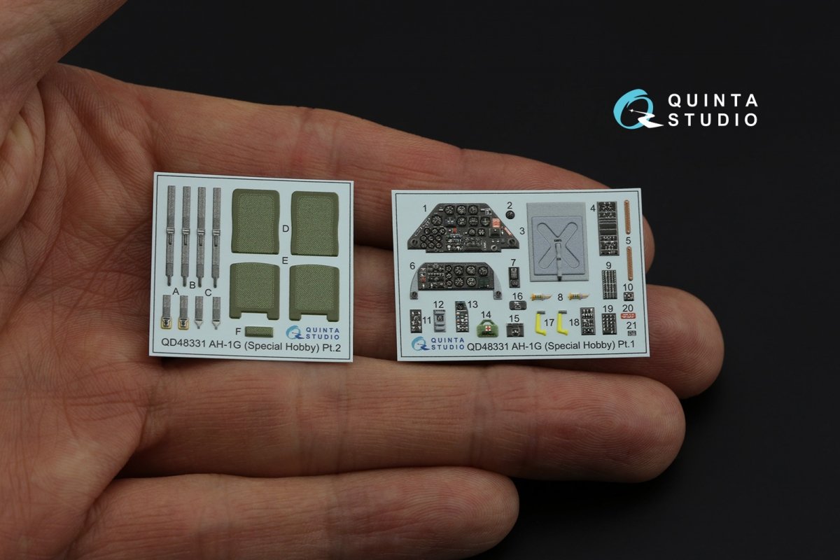 Intérieur imprimé en 3D et coloré sur papier décalcomanie Quinta Studio QD48331 AH-1G (Special Hobby) 1/48 – image 2