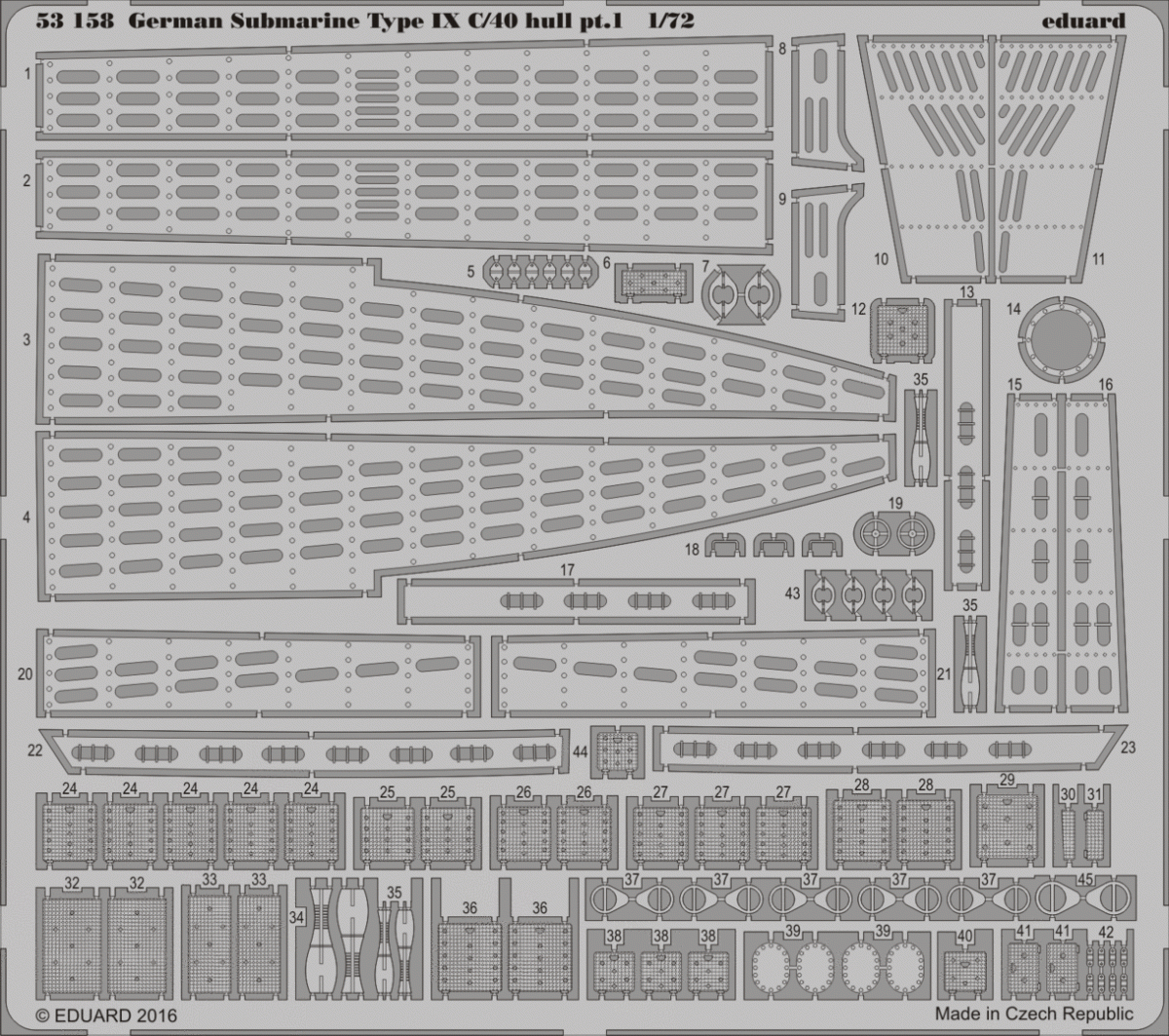 Eduard 53158 German Submarine Type IX C/40 hull pt. 1 REVELL 1/72