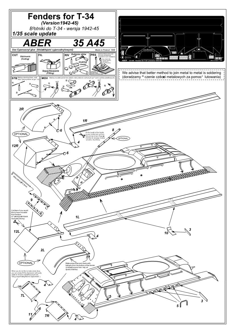 Aber 35A045 Błotniki do T-34 (wersje od 42 do 45) 1/35 – immagine 4