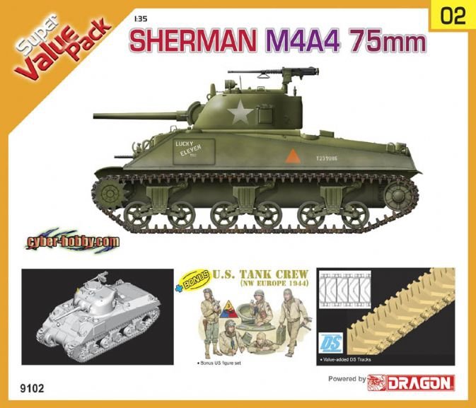 Cyber Hobby 9102 Sherman M4A4 75mm 1/35