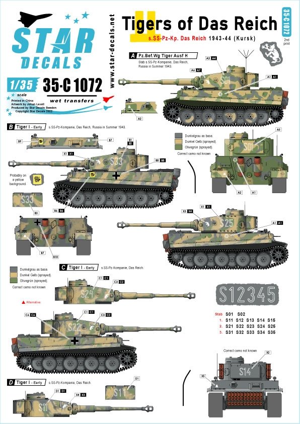 Star Decals 35-C1072 Tigres de Das Reich. p.SS-Pz-Kp Das Reich 1/35