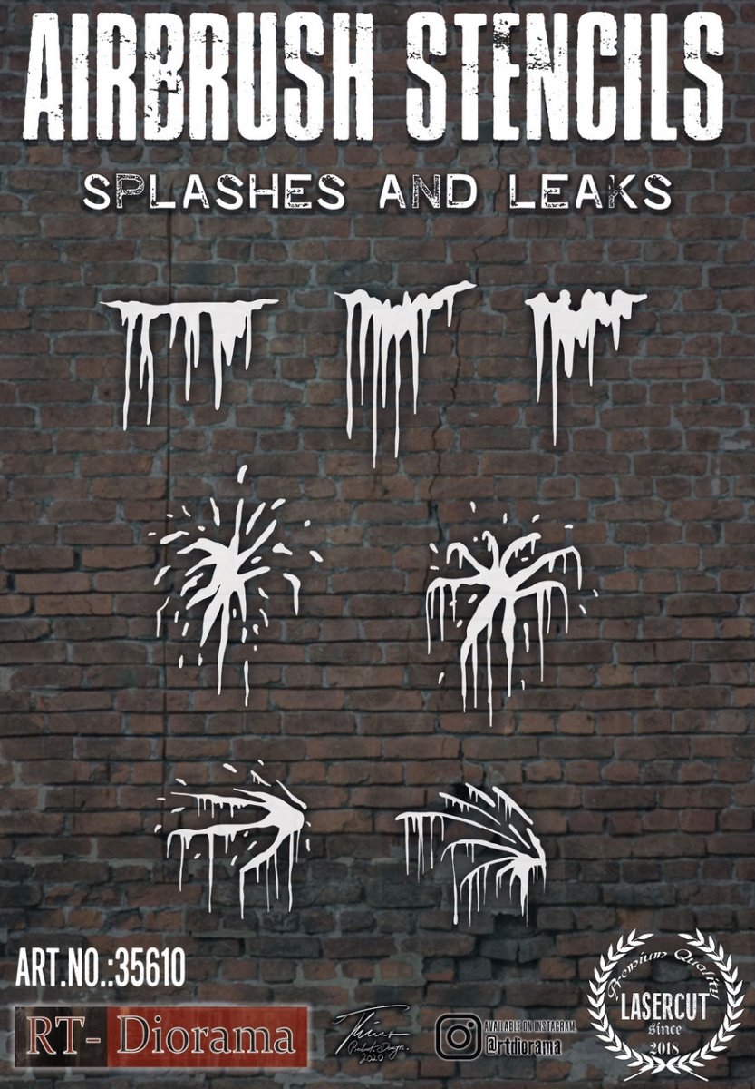 RT-Diorama 35610 Airbrush Stencil: Splashes and Leaks 1/35