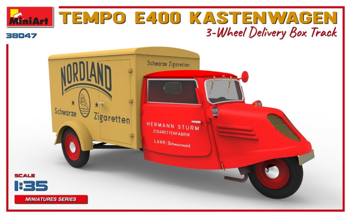 MiniArt 38047 TEMPO E400 KASTENWAGEN 3-WHEEL DELIVERY BOX TRACK 1/35 – immagine 5