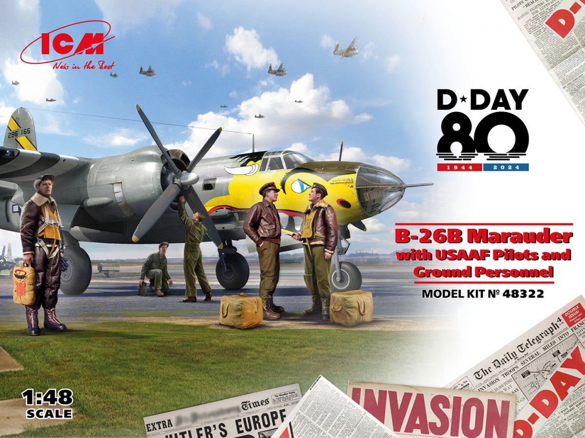 ICM 48322 B-26B Marauder with USAAF Pilots and Ground Personnel 1/48