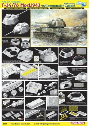 Dragon 6564 T-34/76 Mod. 1943 w/Commander Cupola 1/35 – zdjęcie 2
