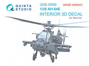 Quinta Studio QDS-35099 AH-64E 3D-Printed &amp;amp; coloured Interior on decal paper (Takom) (Small version) 1/35