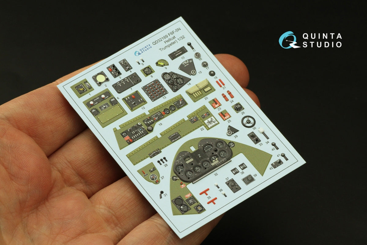 Quinta Studio QD32169 F6F-5N Hellcat 3D-Printed &amp;amp; coloured Interior on decal paper (Trumpeter) 1/32 – zdjęcie 3