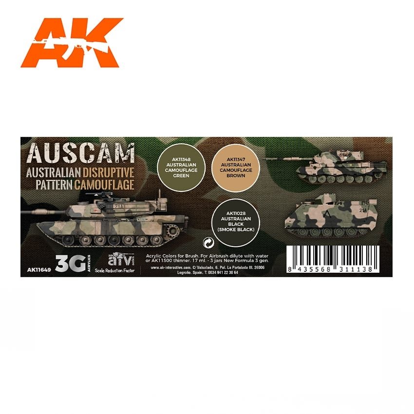 AK Interactive AK11649 3G AUSCAM COLORS 3x17ml – imagen 2
