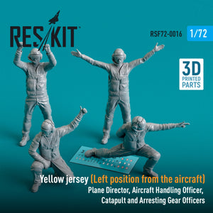 RESKIT RSF72-0016 MAILLOT JAUNE (POSITION À GAUCHE DE L&amp;#39;AVION) DIRECTEUR DE VOL, OFFICIER DE MANŒUVRE, OFFICIERS DE CATAPULTE ET DE PISTE D&amp;#39;ARRÊT (4 PIÈCES) (IMPRIMÉ EN 3D) 1/72
