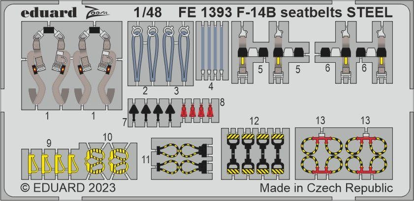 Ceintures de sécurité Eduard FE1393 F-14B en acier, Great Wall Hobby, échelle 1/48
