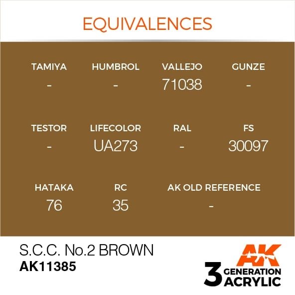 AK Interactive AK11385 S.C.C. No.2 Brown 17ml – immagine 3