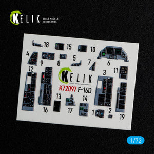KELIK K72097 F-16D interior 3D decals for Revell kit 1/72 – immagine 3