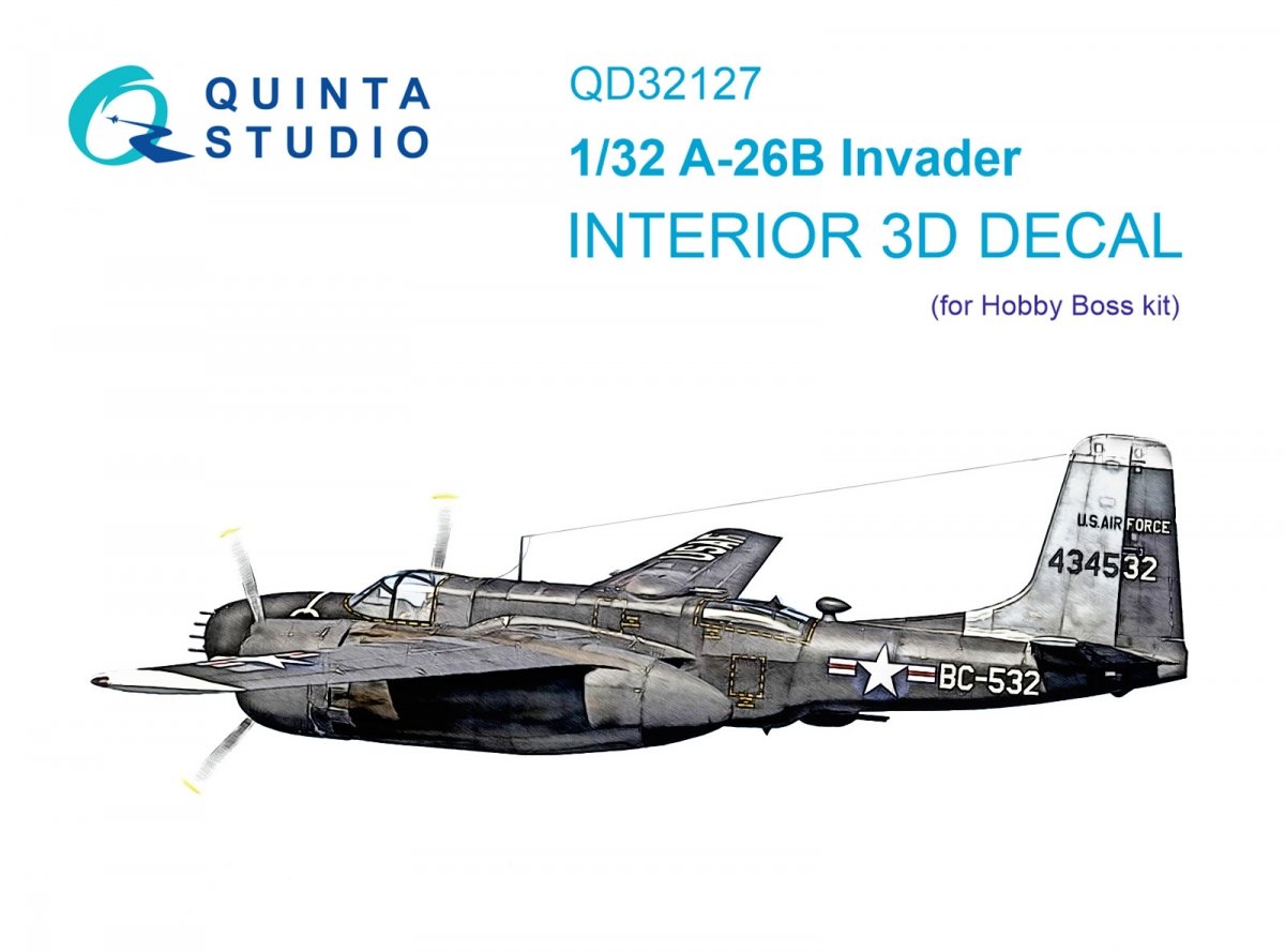 Quinta Studio QD32127 A-26B 3D-Printed &amp;amp; coloured Interior on decal paper (Hobby Boss) 1/32