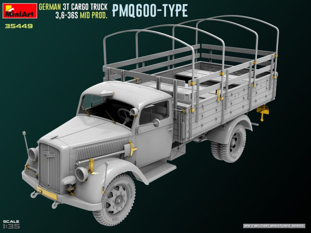 Miniart 35449 GERMAN 3T CARGO TRUCK 3,6-36S MID PROD. PMQ600-TYPE 1/35 – Bild 5