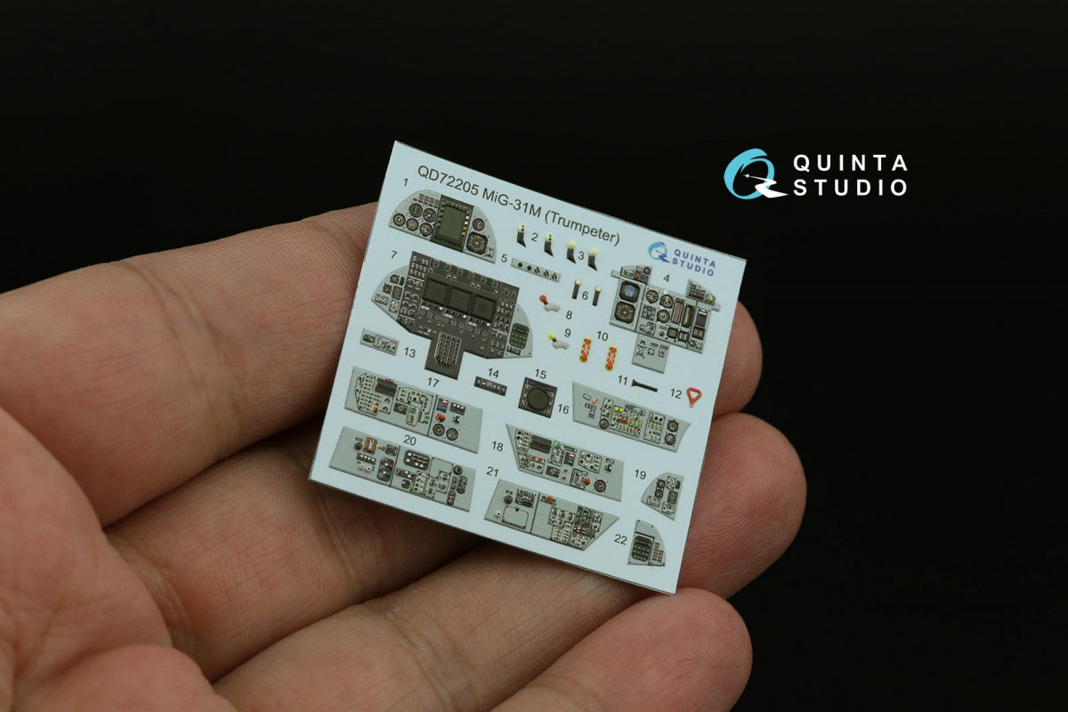 Quinta Studio QD72205 MiG-31M 3D-Printed &amp;amp; coloured Interior on decal paper (Trumpeter) 1/72 – immagine 3