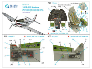 Quinta Studio QD32144 P-51D Mustang 3D-Printed &amp;amp; coloured Interior on decal paper (Trumpeter) 1/32 – immagine 2
