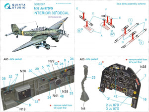 Quinta Studio QD32087 Ju87 D/G 3D-Printed &amp;amp; coloured Interior on decal paper (Trumpeter) 1/32 – immagine 8