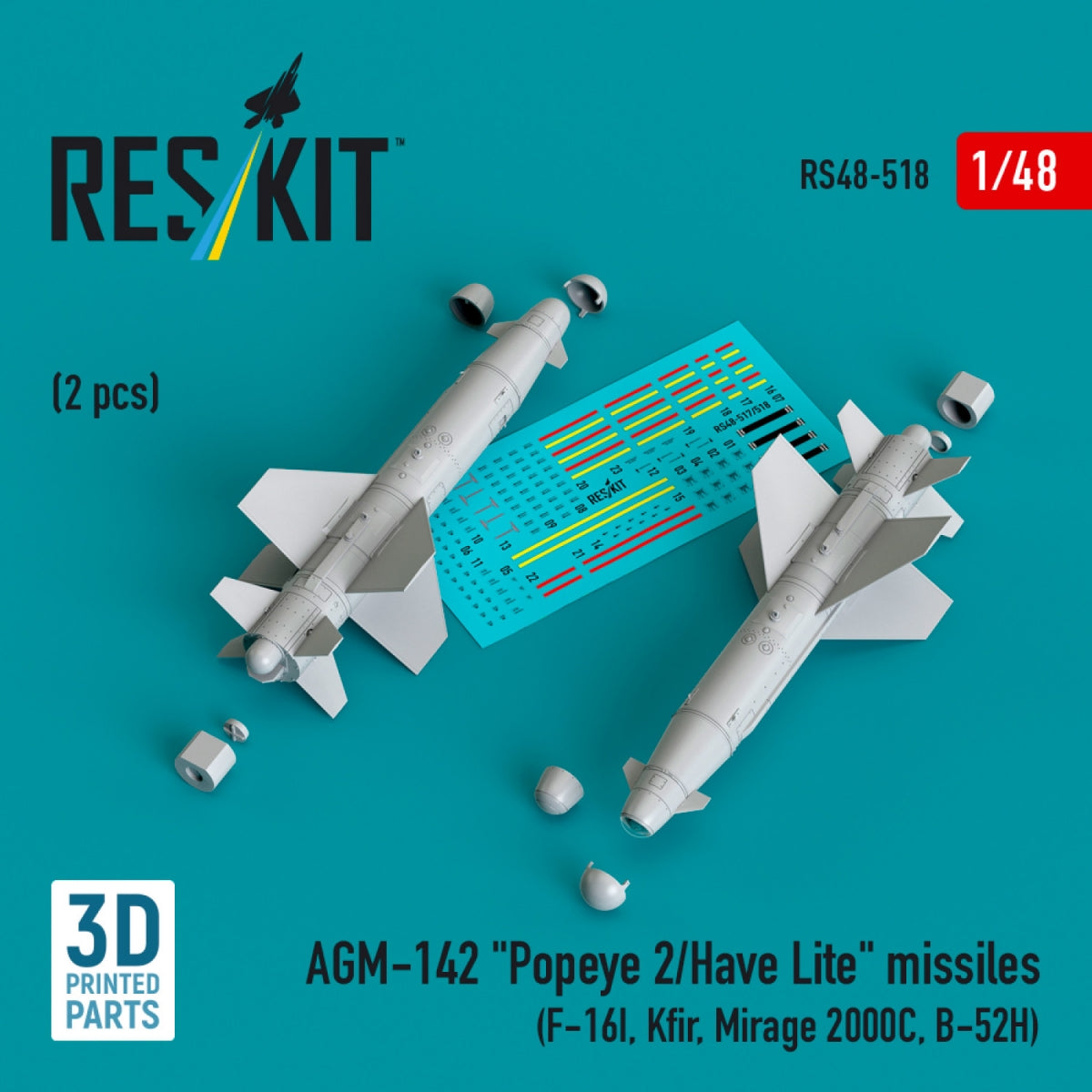 RESKIT RS48-0518 AGM-142 &amp;quot;Popeye 2/Have Lite&amp;quot; missiles (2 pcs) (3D Printed) 1/48 – zdjęcie 2