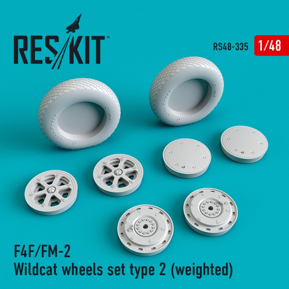 RESKIT RS48-0335 F4F/FM-2 &amp;quot;WILDCAT&amp;quot; WHEELS SET TYPE 2 (WEIGHTED) 1/48