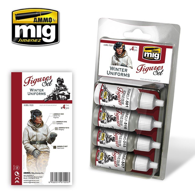 AMMO de Mig Jimenez 7020 Ensemble de figurines en uniformes d&amp;#39;hiver 4x17ml