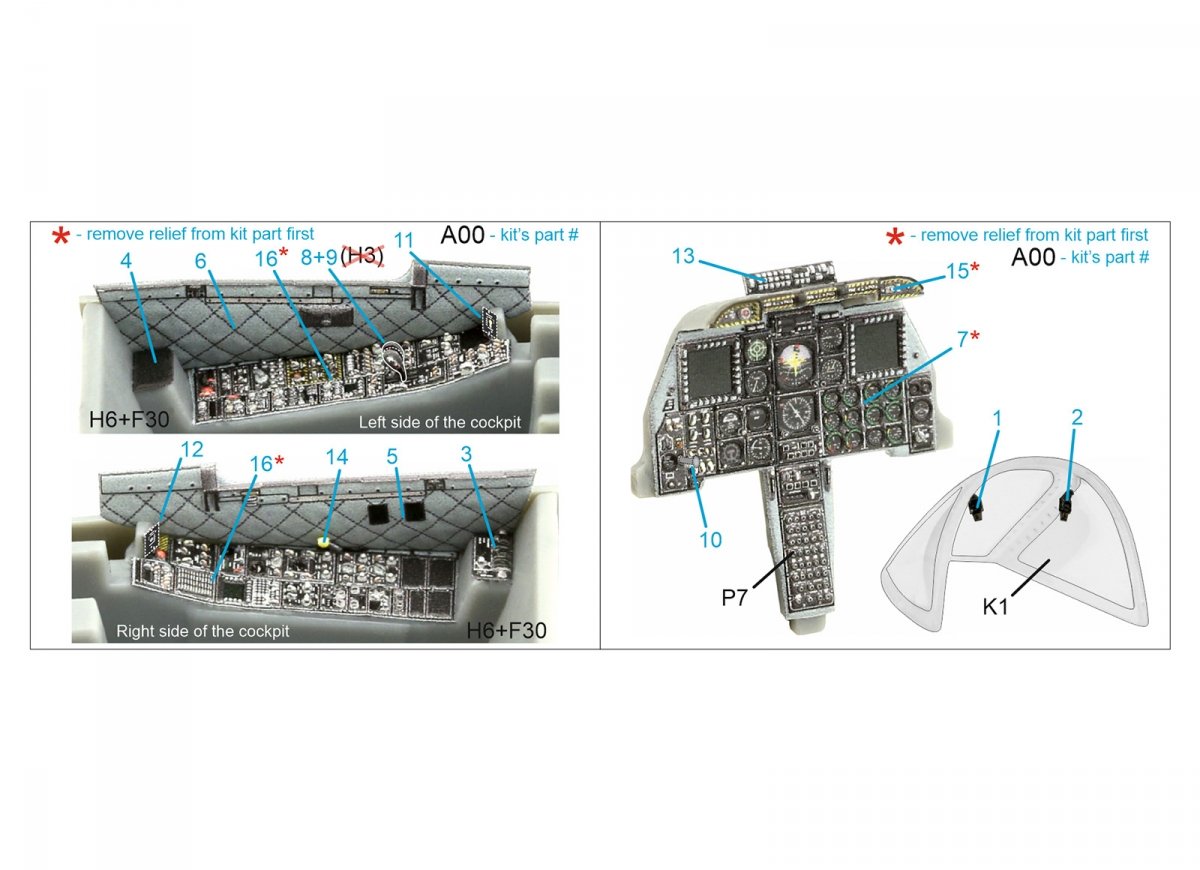 Quinta Studio QDS-48361 A-10C 3D-Printed &amp;amp; coloured Interior on decal paper (Hobby Boss) (Small version) 1/48 – immagine 2