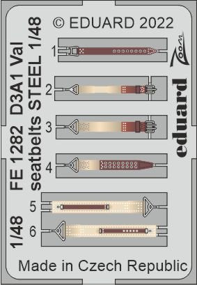 Ceintures de sécurité Eduard FE1282 D3A1 Val en acier HASEGAWA 1/48