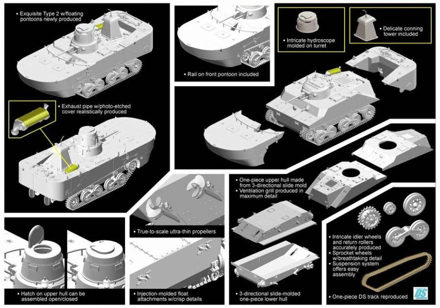 Dragon 7485 IJN Type 2 Ka-Mi w/Floating Pontoon Amphibious Tank 1/72 – immagine 2