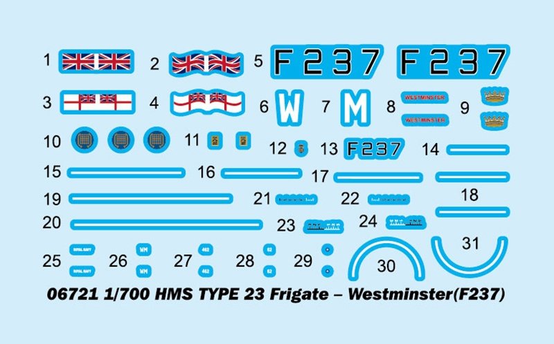 Trumpeter 06721 HMS TYPE 23 Frigate - Westminster (F237) 1/700 – immagine 4