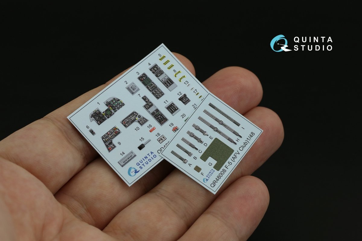 Quinta Studio QD48219 F-5E 3D-Printed &amp;amp; coloured Interior on decal paper (AFV club) 1/48 – immagine 2