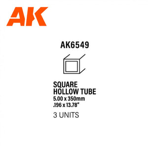AK Interactive AK6549 SQUARE HOLLOW TUBE 5.00 X 350MM – STYRENE SQUARE HOLLOW TUBE – (3 UNITS)