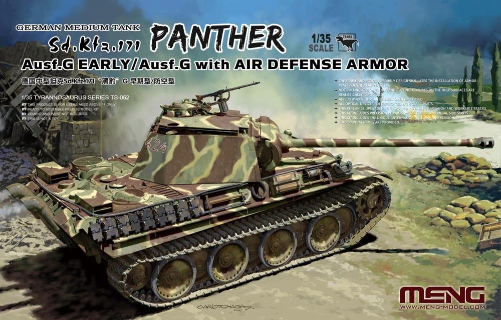 Maquette Meng TS-052 Char moyen allemand Sd.Kfz. 171 Panther Ausf.G Early/Ausf.G avec blindage antiaérien 1/35 