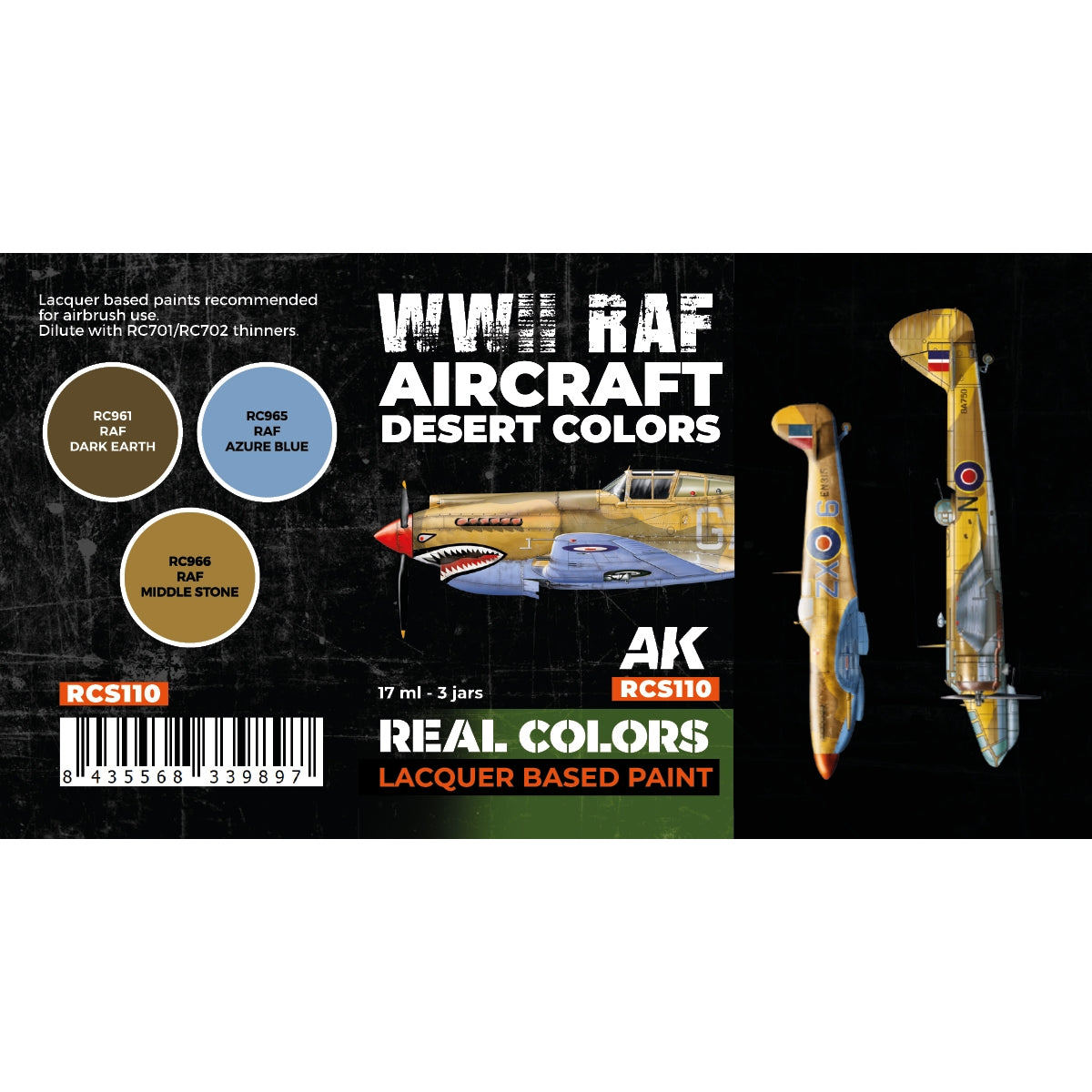 AK Interactive RCS110 WWII RAF Aircraft Desert Colors 3x17ml – immagine 2