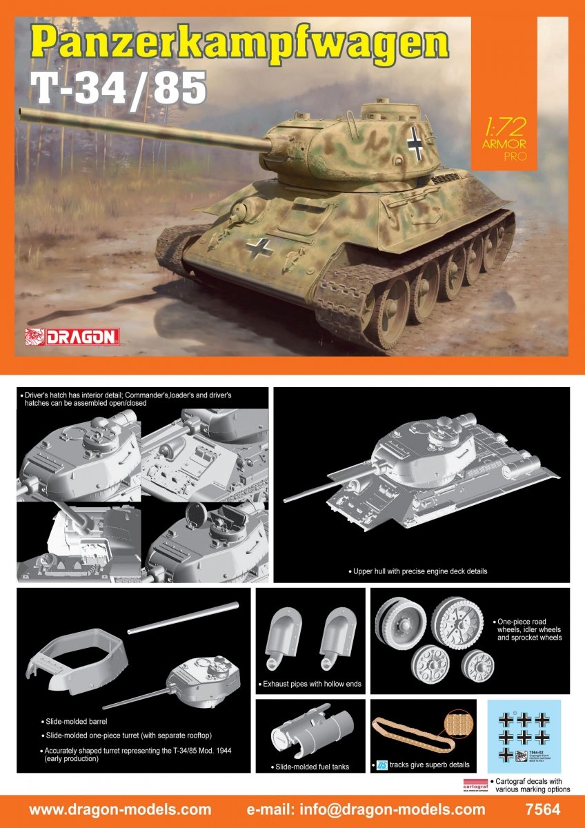 Dragon 7564 Panzerkampfwagen T-34/85 1/72