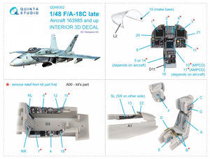 Quinta Studio QD48302 F/A-18C late 3D-Printed &amp;amp; coloured Interior on decal paper (Hasegawa) 1/48 – immagine 2