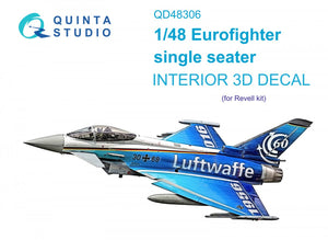 Quinta Studio QD48306 Eurofighter single seater 3D-Printed &amp;amp; coloured Interior on decal paper (Revell) 1/48