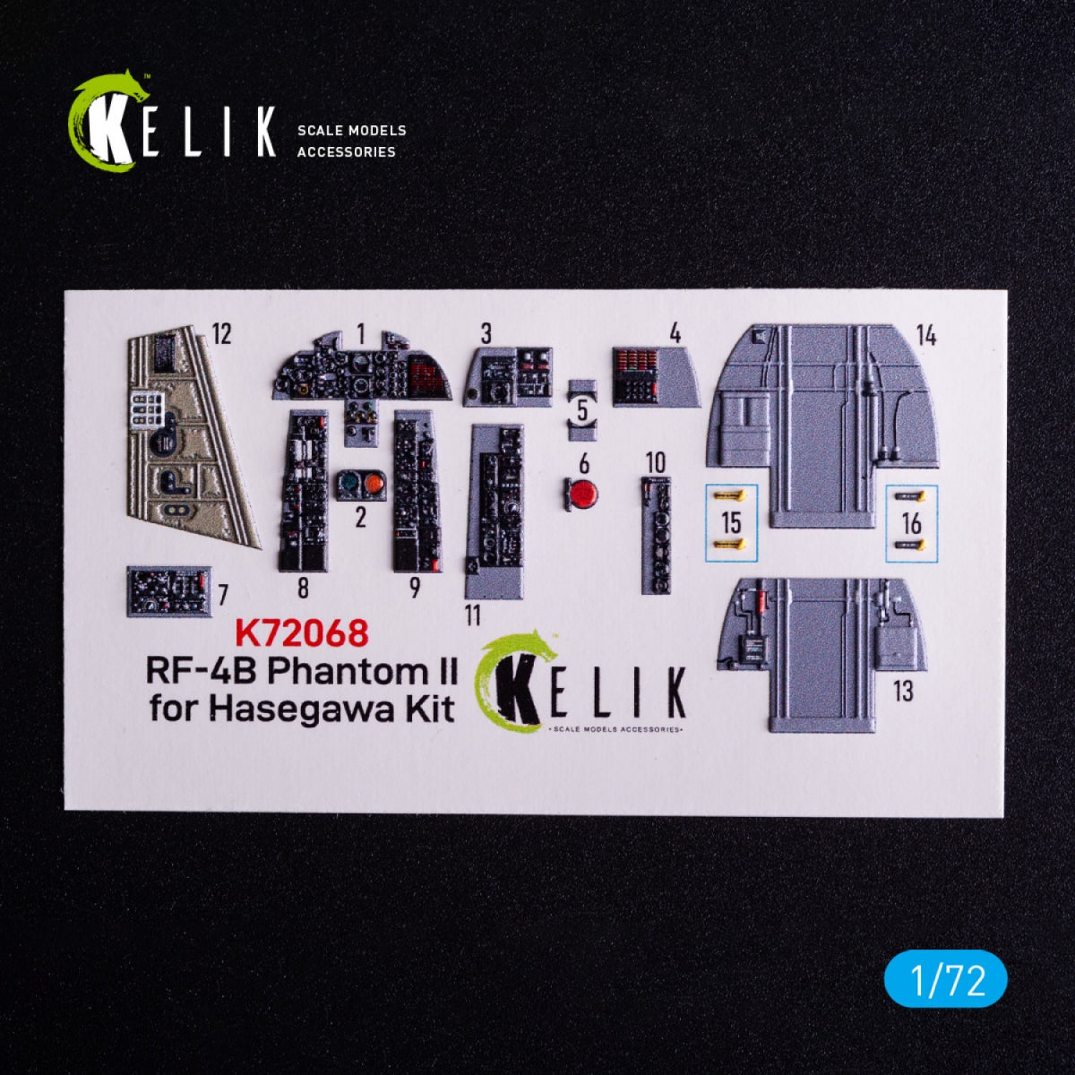 Kelik K72068 RF-4B - interior 3D decals for Hasegawa kit 1/72