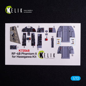 Kelik K72068 RF-4B - interior 3D decals for Hasegawa kit 1/72