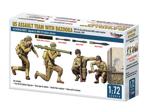 Mirage Hobby 720010 US ASSAULT TEAM WITH BAZOOKA, WW2 US GIs with Bazooka M1A1 Rocket Launcher Normandy, 1944 1/72 – image 2