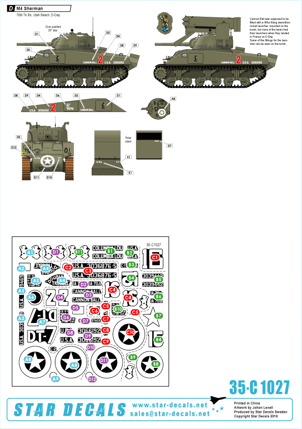 Star Decals 35-C1027 US 70th Tank Battalion on Utah Beach 1/35 – Bild 2