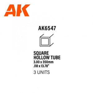 Tube creux carré AK Interactive AK6547 3,00 x 350 mm – Tube creux carré en styrène – (3 unités)