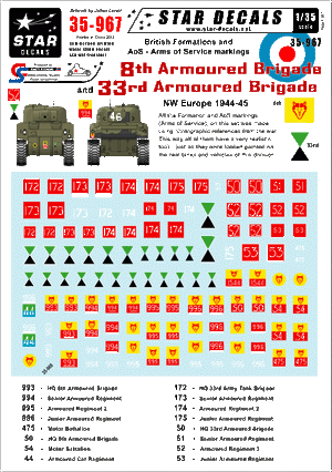 Star Decals 35-967 British 8th &amp;amp; 33rd Armoured Brigade 1/35